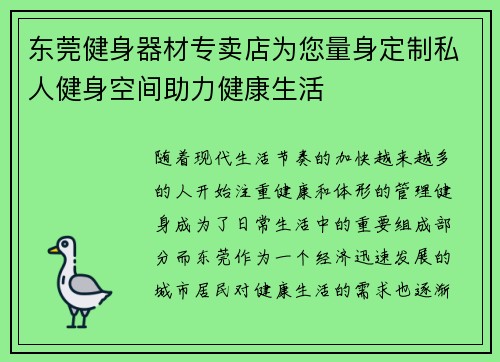 东莞健身器材专卖店为您量身定制私人健身空间助力健康生活